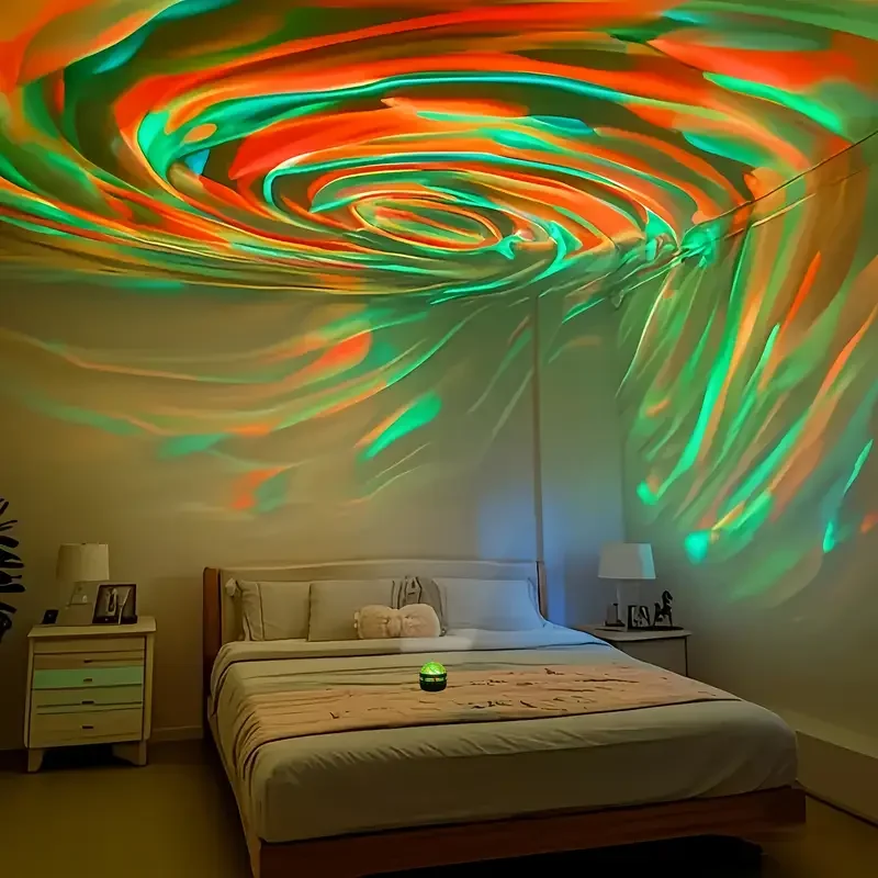 1pc LED RGB Rotating Northern Lights Projection Light Seven Color Projection Light Living Room Bedside Atmosphere Night Light
