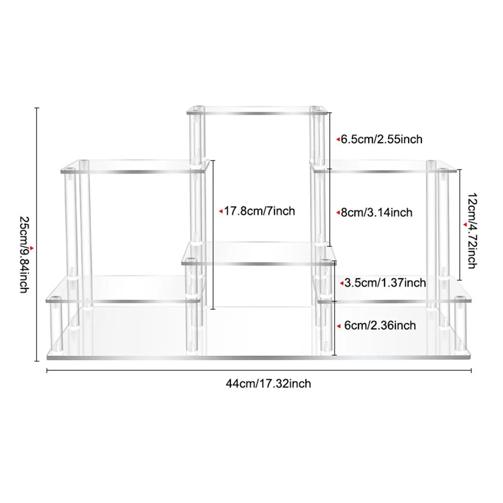 Acrylic Showcase Stand Riser for Collectibles Dolls Display Shelf Desktop Storage Organizer Elevated Rack