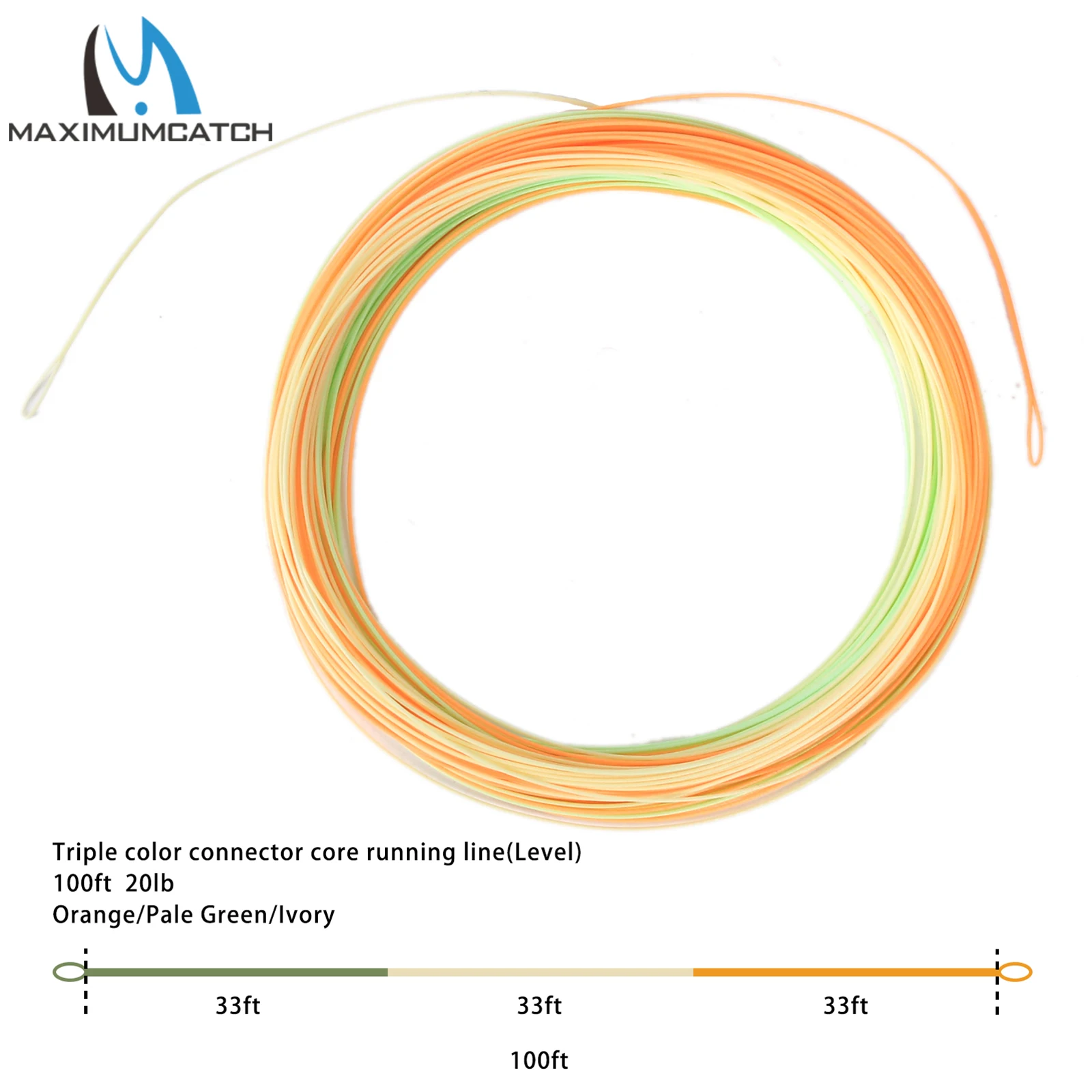 Maximumcatch ConnectCore Shooting Running Line 100FT 20/30LB Floating Weight Forward Fly Fishing Nymph Line with 2 Welded Loops