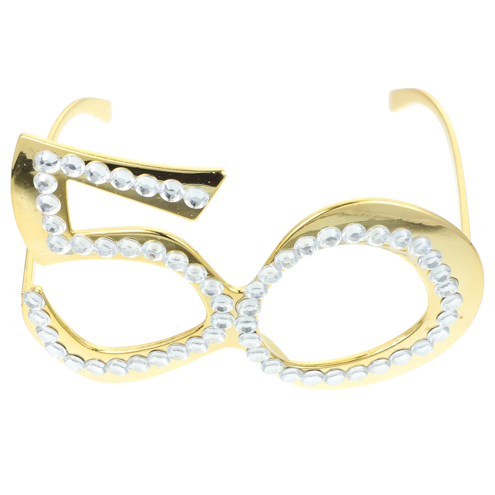 

Golden 50 Number Birthday Party Glasses Plastic Photo Prop Lightweight Shiny Rhinestones Adults Anniversary Celebration Eyewear