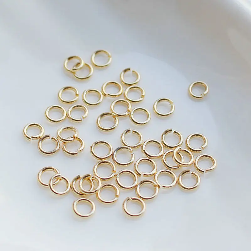 Anillos de salto abiertos de Latón chapado en oro de 14K, 200 MM, 3MM, 2,6 MM, 4MM, para fabricación de joyas, 3,5 unidades