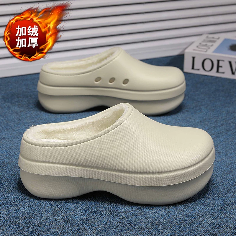 

Winter new snow slippers casual plush couple shoes suitable for indoor and outdoor wear waterproof and non slip cotton slippers