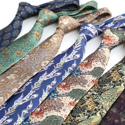 New 8CM Mens Necktie Print Patterns Classic Ties For Man Groom Handfeel Polyester Floral Business Wedding Accessories