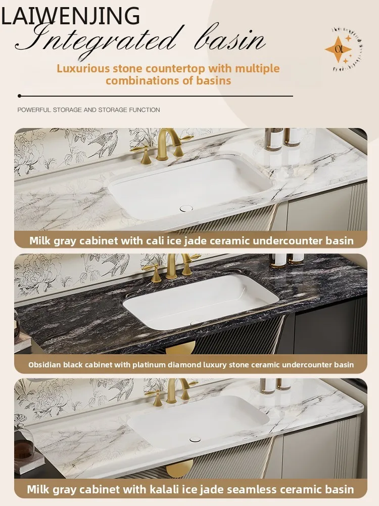 

HLZ retro luxury stone bathroom cabinet combination bathroom high-end marble washbasin cabinet