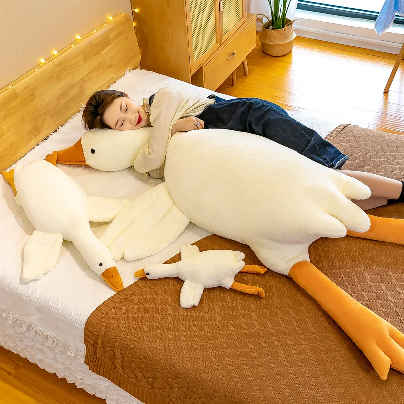 90/130/160/190cm plush baby goose stuffed animal throw pillow for large sofa, for bedtime companionship, plush pillow as a gift