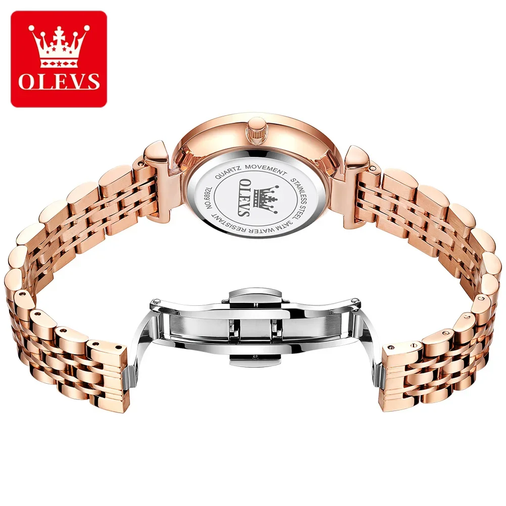 OLEVS Fashion Stainless Steel Strap Watch for Women High Quality Waterproof Quartz Women Wristwatches Calendar