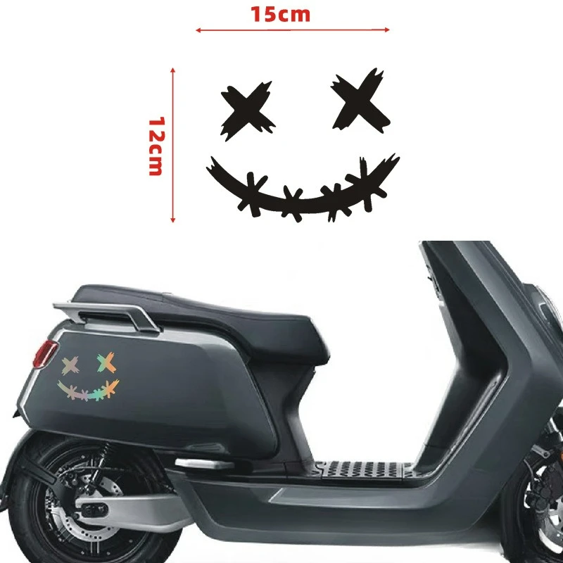 High-quality Modified Reflective PVC Stickers Personalized Patterns Creative Funny Motorcycle Helmets Smiling Faces