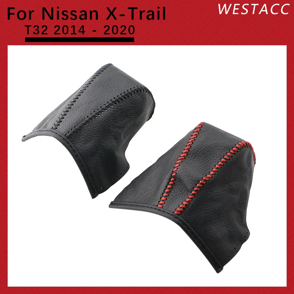 Genuine Leather Car Gear Head Shift Knob Cover for Nissan X-trail  Xtrail T32 2014 2015 2016 2017 2018 2019 2020 AT Accessories