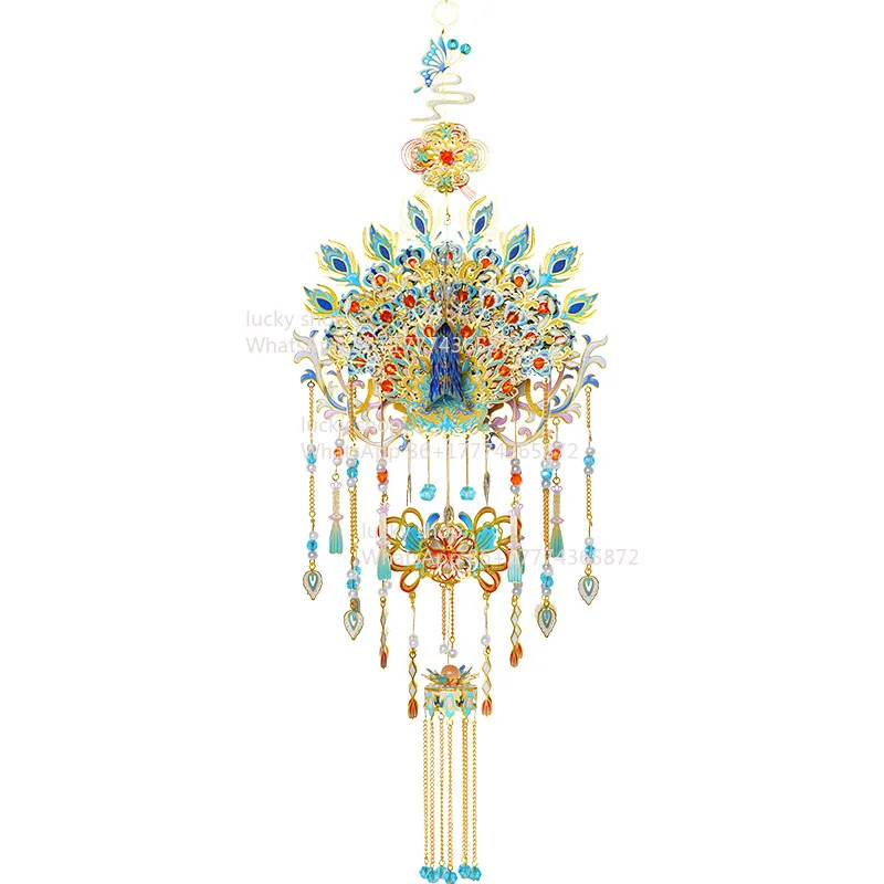 Peacock Fragrant Plume Sachet Pendant, Handmade DIY Metal National Model Sachet Ornament