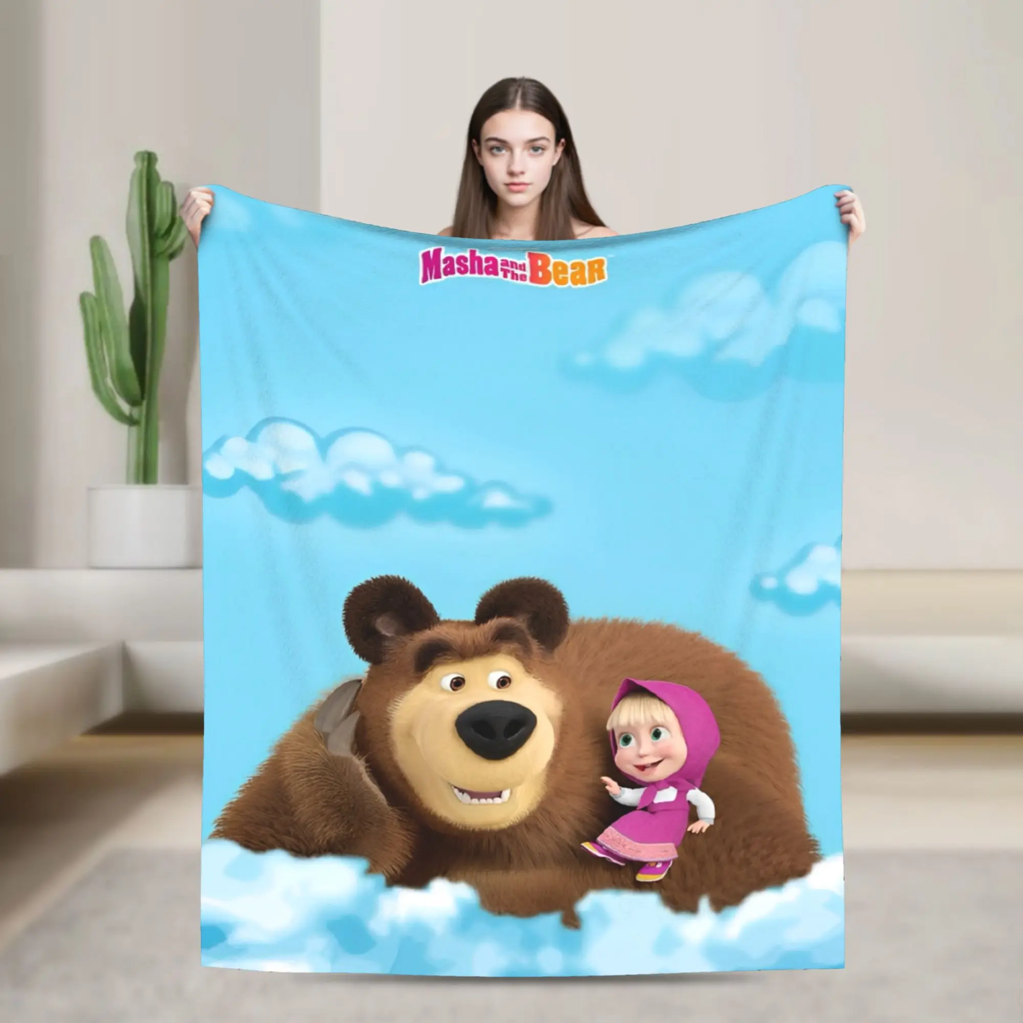 

M-Mashas and B-Bears Blanket Warm Cozy Fluffy Kawaill Bear Throw Blankets for Couch 50x60 Inches Multi-size Bedding Throws