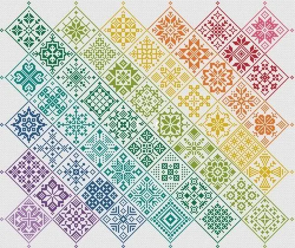 quaker Puzzle Rainbow Pattern Atlas 55-48 counted   DIY Cross Stitch Sets Chinese Cross-stitch Kits Embroidery Needlework