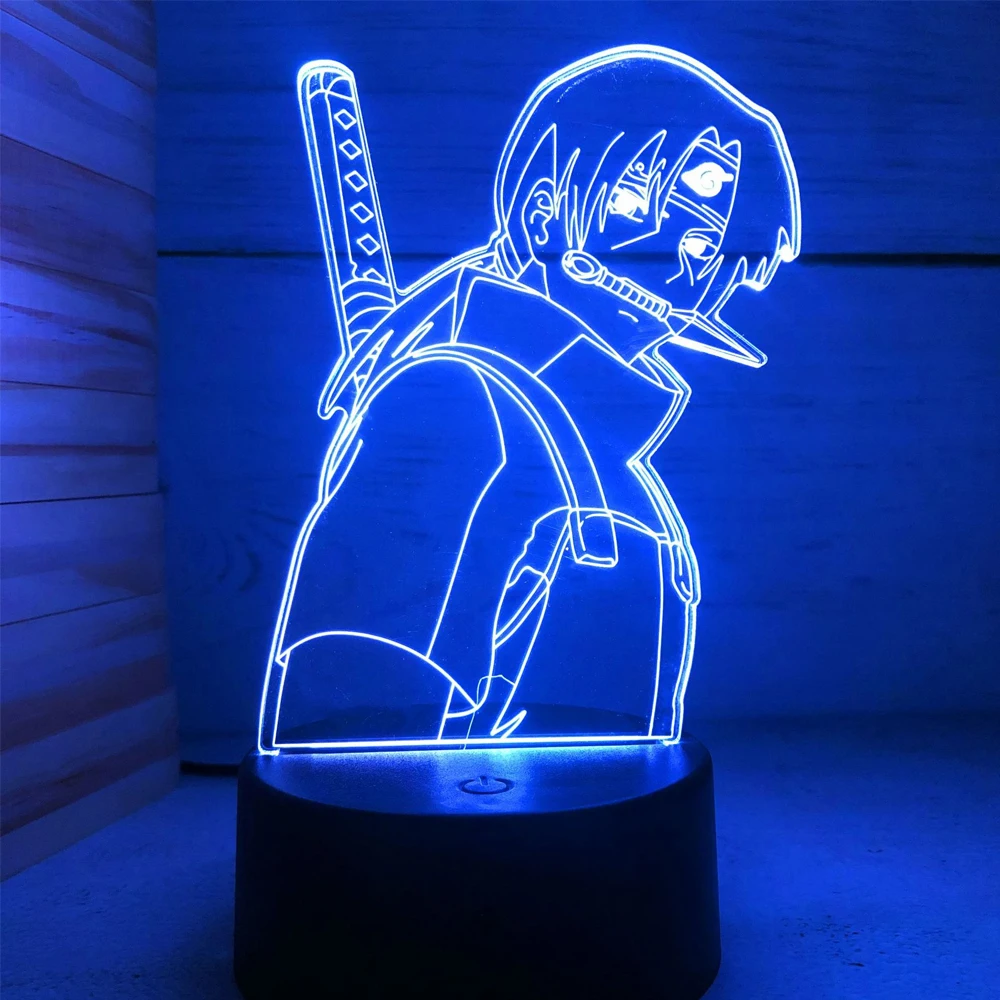 Anime Naruto Uzumaki LED Night Light Toys Akatsuki Kakashi Hatake Kid Bedroom Nightlight Itachi Uchiha 3D 16 colors Lamp Decor view 6