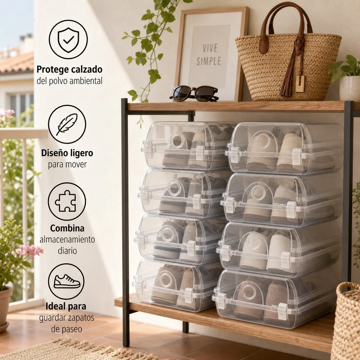 Boîte de rangement à chaussures en plastique PP transparente empilable avec couvercle à charnière et ventilation, conteneur de rangement pour placard et maison, différentes tailles disponibles