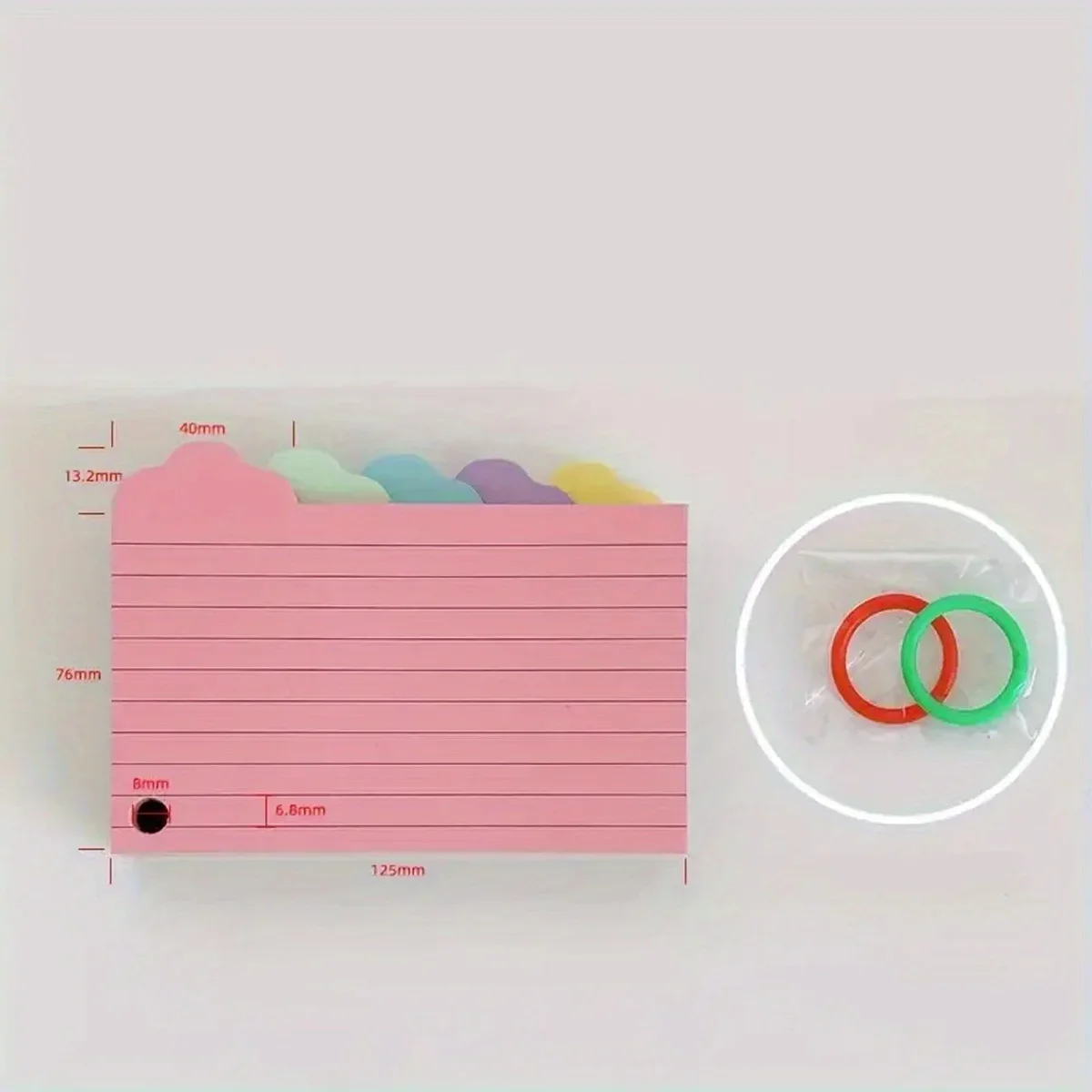 125 Sheets Binder Horizontal Line Memo Book Loose-Leaf Index Cards Flash Cards Small Revision Cards for Study Office NotePads