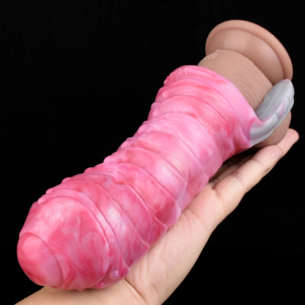 FAAK Silicone Large Size Penis Sleeve Fantasy Monster Sheath Cock Enlargement & Extender Sex Toys For Men Male Masturbator