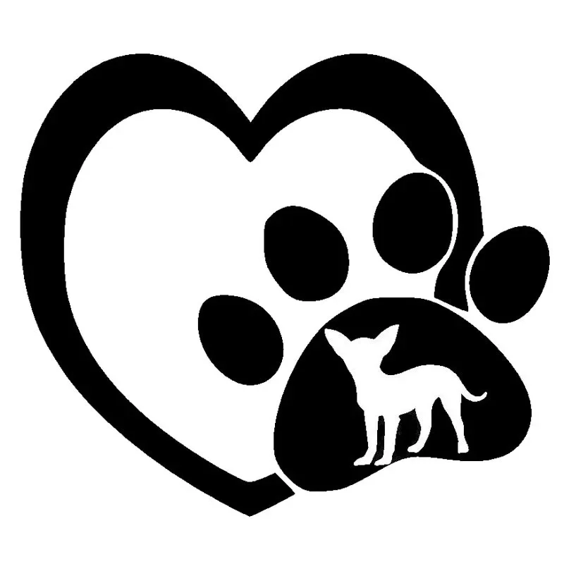 

Car Stickers Chihuahua Love Paws Funny Dog Stickers PVC Car Decoration Accessories Creative Waterproof Black/white,13cm*12cm