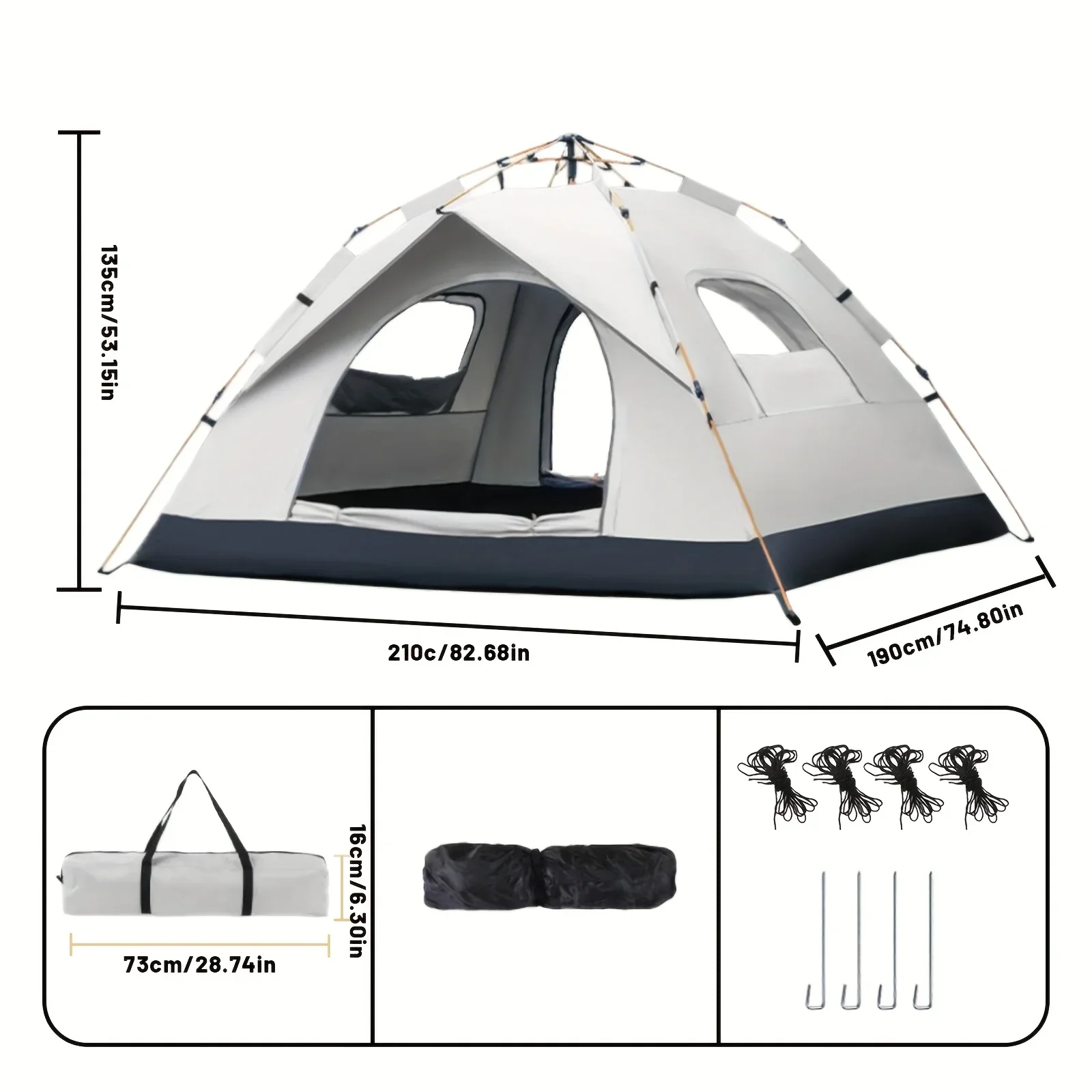 Outdoor Integrated Pop-up Tent, 1-4 Person Camping Tent, Universal for All Seasons