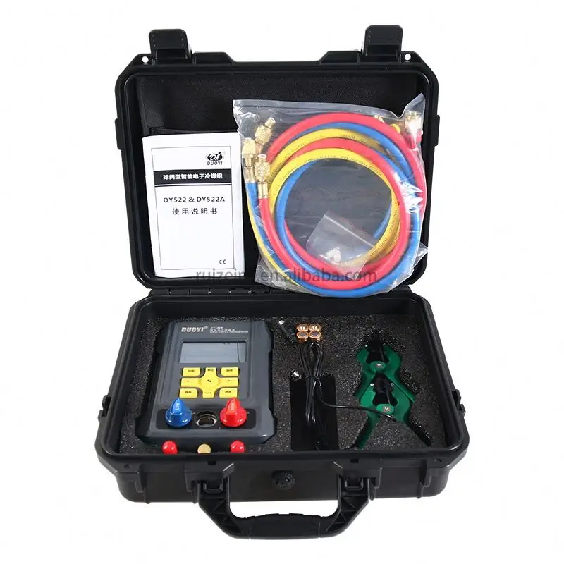 

Rethan Dy522a Ball Valve Type Refrigerant Gauge Multifunctional Air Conditioning Maintenance Refrigerant Temperature Manometer