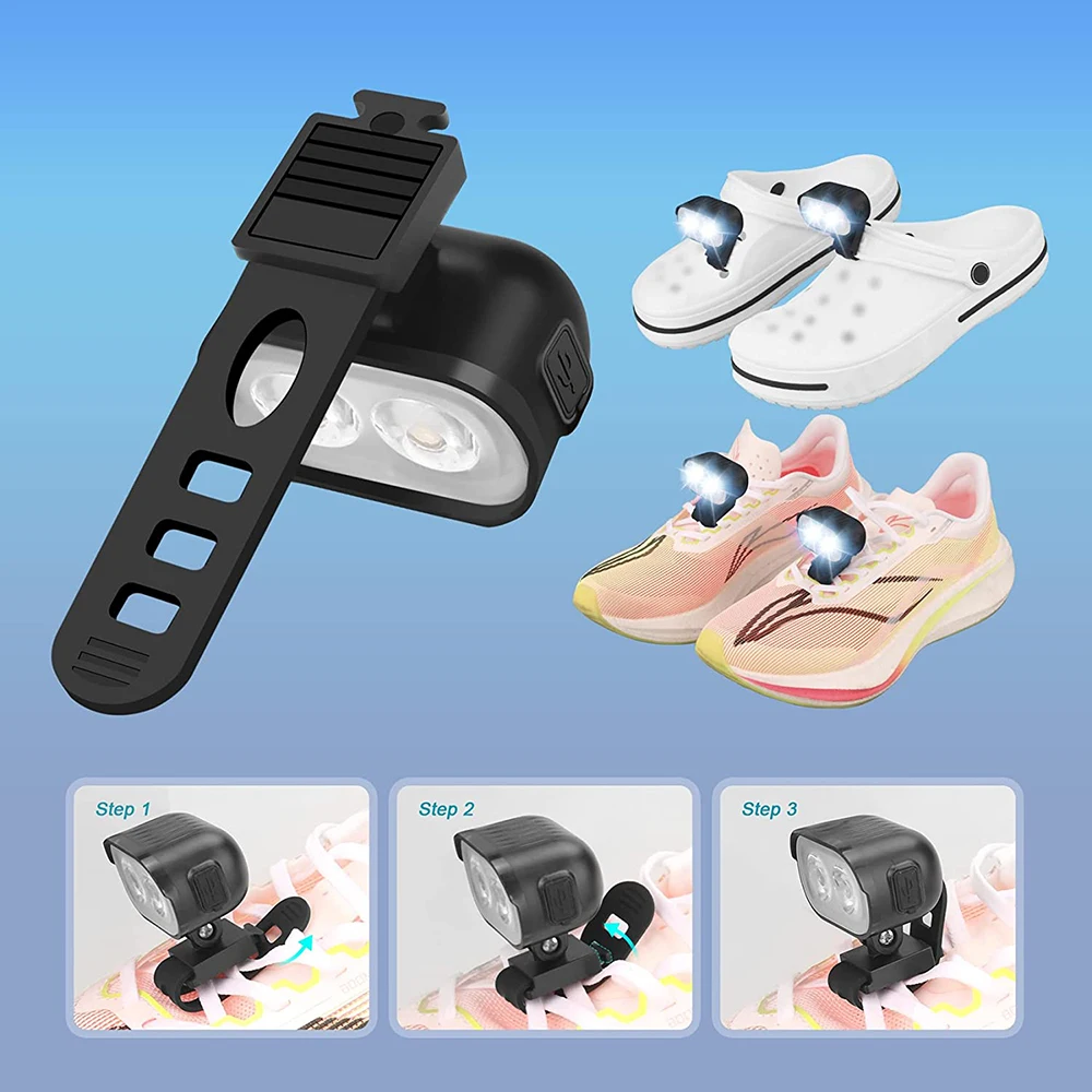 2PCS Headlights For Clogs Shoes Rechargeable Super Bright Walking Lights IPX6 Waterproof Flashlight Attachment for Croc Shoes