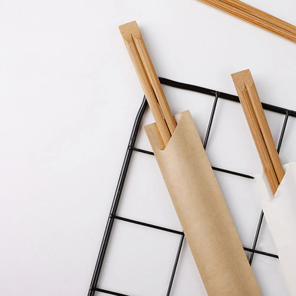 

300pcs Waterproof Chopsticks Sleeves Kraft Paper Disposable 31x150mm for Restaurant BBQ Picnic Food Wrapping Bags
