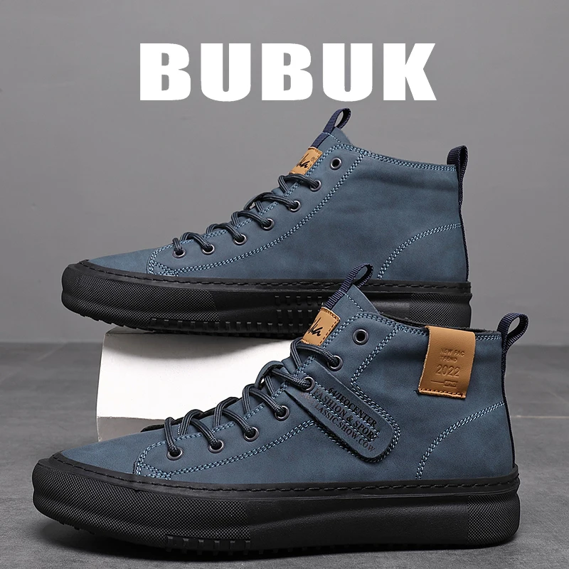 Bubuk High-Top Side-Zip Men's Casual Sneakers, Versatile Men's Shoes for Commuting, Shopping, Dating, and Travel, Thick-Soled Trendy Shoes for Autumn and Winter