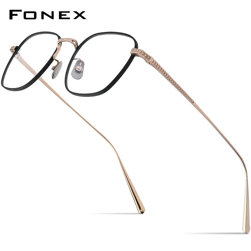 FONEX-gafas cuadradas de titanio puro para hombre y mujer, anteojos ultraligeros de moda, Retro, N-015R, 2023