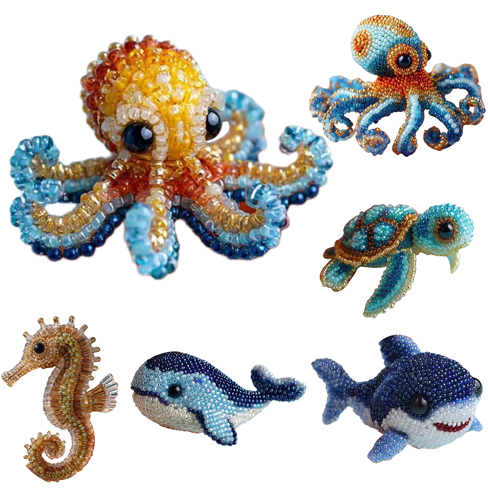 

Ocean Animals Beaded Embroidery Kits DIY Beadwork Craft Kit Only Material Package for Beginners