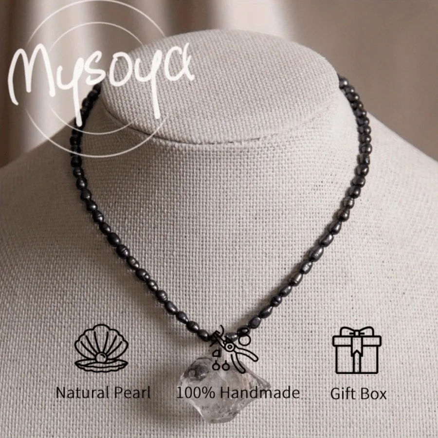 

MYSOYA 6-7 мм натуральный черный пресноводный рис жемчужное ожерелье для женщин и мужчин подарочная коробка подарок на день рождения, свадьбу, годовщину