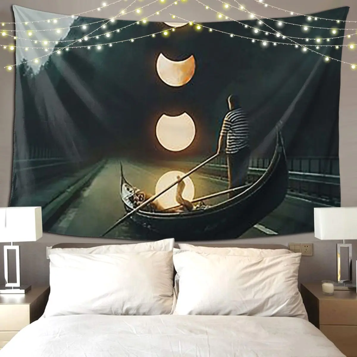 Moon Ride Tapestry Funny Wall Hanging Aesthetic Home Decor Tapestries for Living Room Bedroom Dorm Room