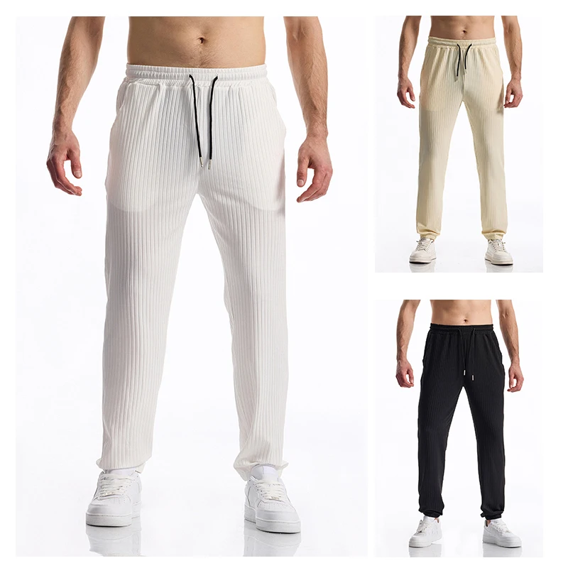 

Summer Men Casual Pants Social Streetwear Comfortable Trousers Trendy Solid Straight Pants Social Streetwear Sports Sweatpants