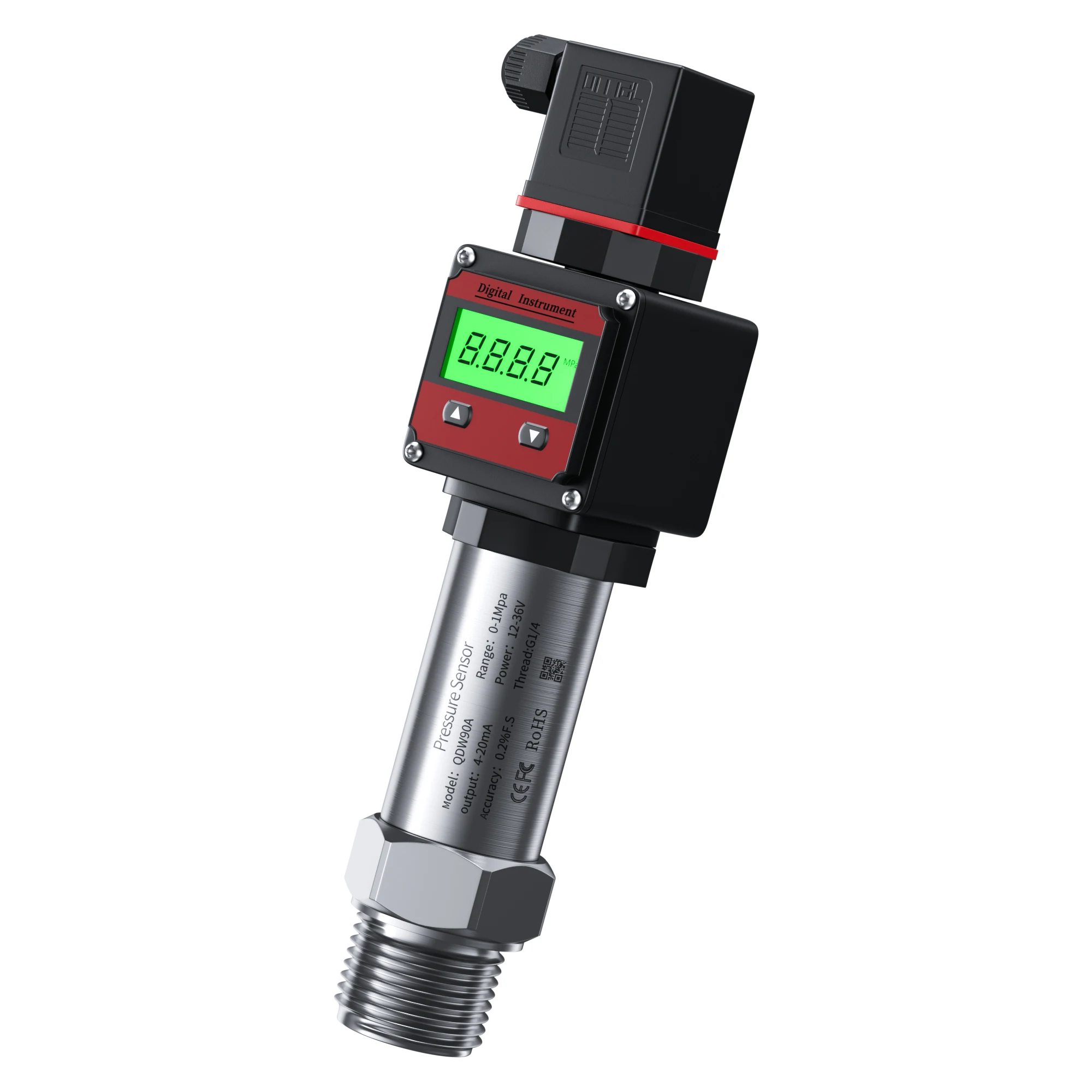 M20*1.5 LCD Pressure Transmitter 0-100Mpa DC24V Hirschmann Pressure Transmitter 4-20MA 0-10V 0-5V RS485 LCD Pressure Sensor