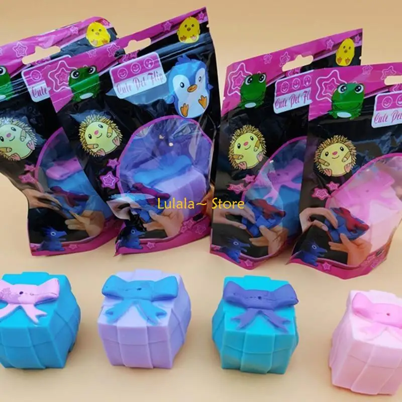 Y4QA Squeeze Gift Box Pet Pinch Animal Silicone Toy Kids Favor