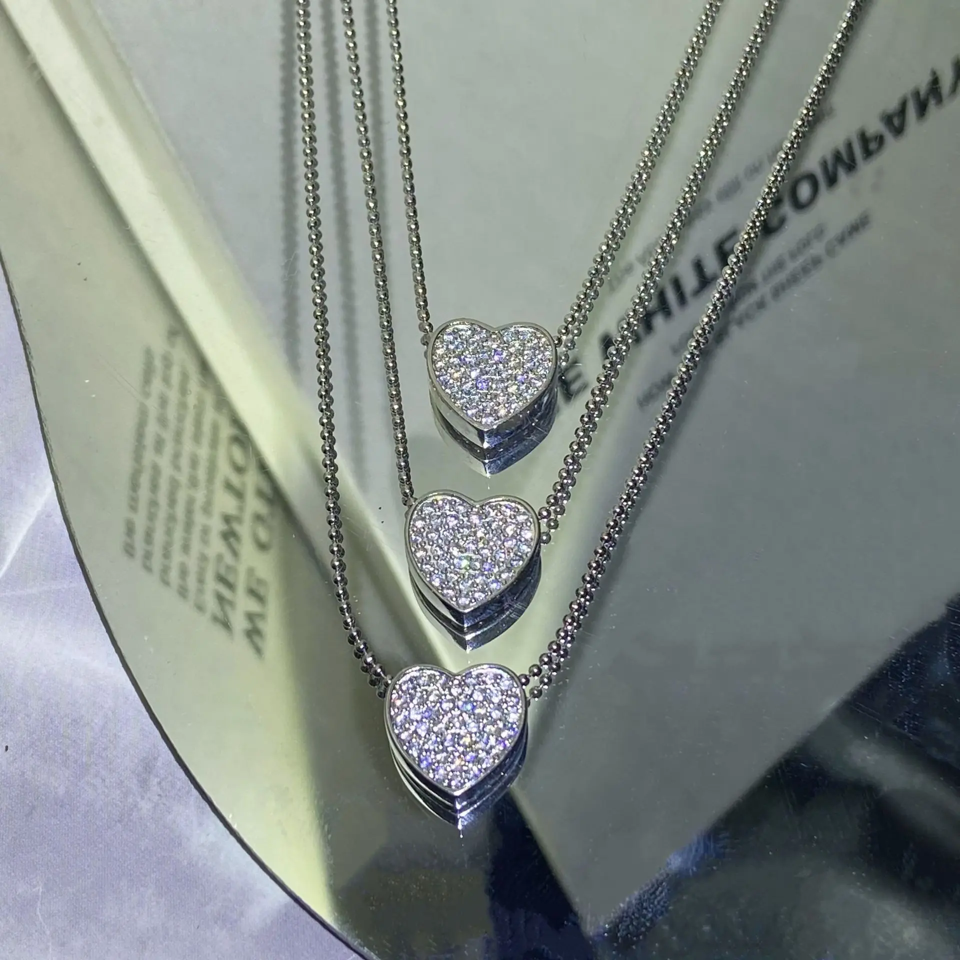 925 silver new three love connected zircon necklace minimalist light luxury design goddess clavicle chain party birthday gift