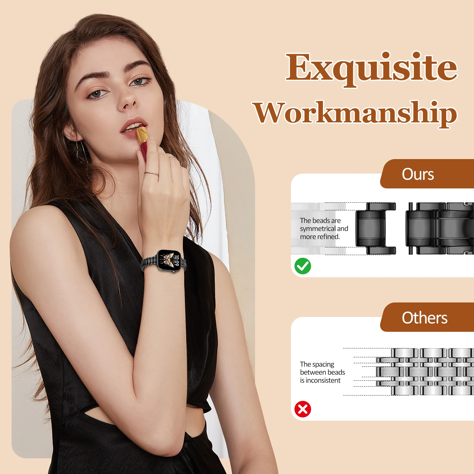 Slim Stainless Steel for Apple Watch band 40mm 44mm 46mm 49mm 38mm 41 42 45mm Metal Bracelet iWatch series 10 9 se Ultra2 strap