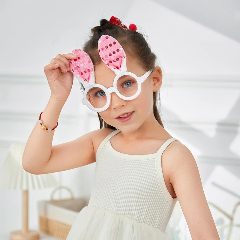 Opaska na głowę z króliczkiem wielkanocnym z okularami, śmieszne rekwizyty do fotobudki na przyjęcia dla dzieci, akcesoria do kostiumów wielkanocnych