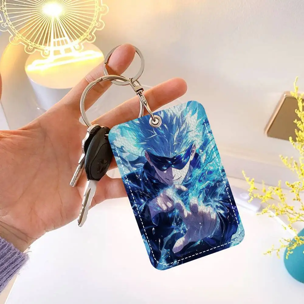 Jujutsu Kaisen Satoru Gojo Keychain Card Holders Keyring Bank Bus ID Credit Cards Key Ring Chains