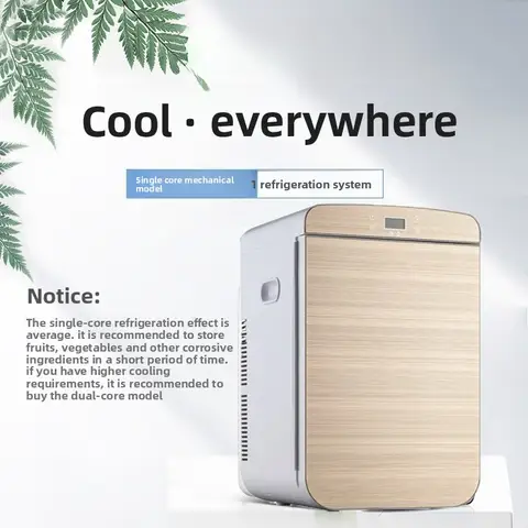 자동차 냉장고 25L 골드 자동차 홈 이중 목적 미니 냉장고 난방 상자 휴대용 자동차 220V85W