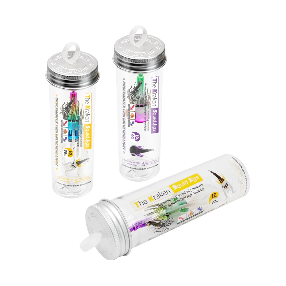 جديد خطاف صيد الحبار أضواء LED السحر ضوء 38.5 جرام/47.5 جرام هوك مقاوم للماء خطاف صيد على شكل سمكة صيد السمك الخشب الروبيان صيد السمك #6