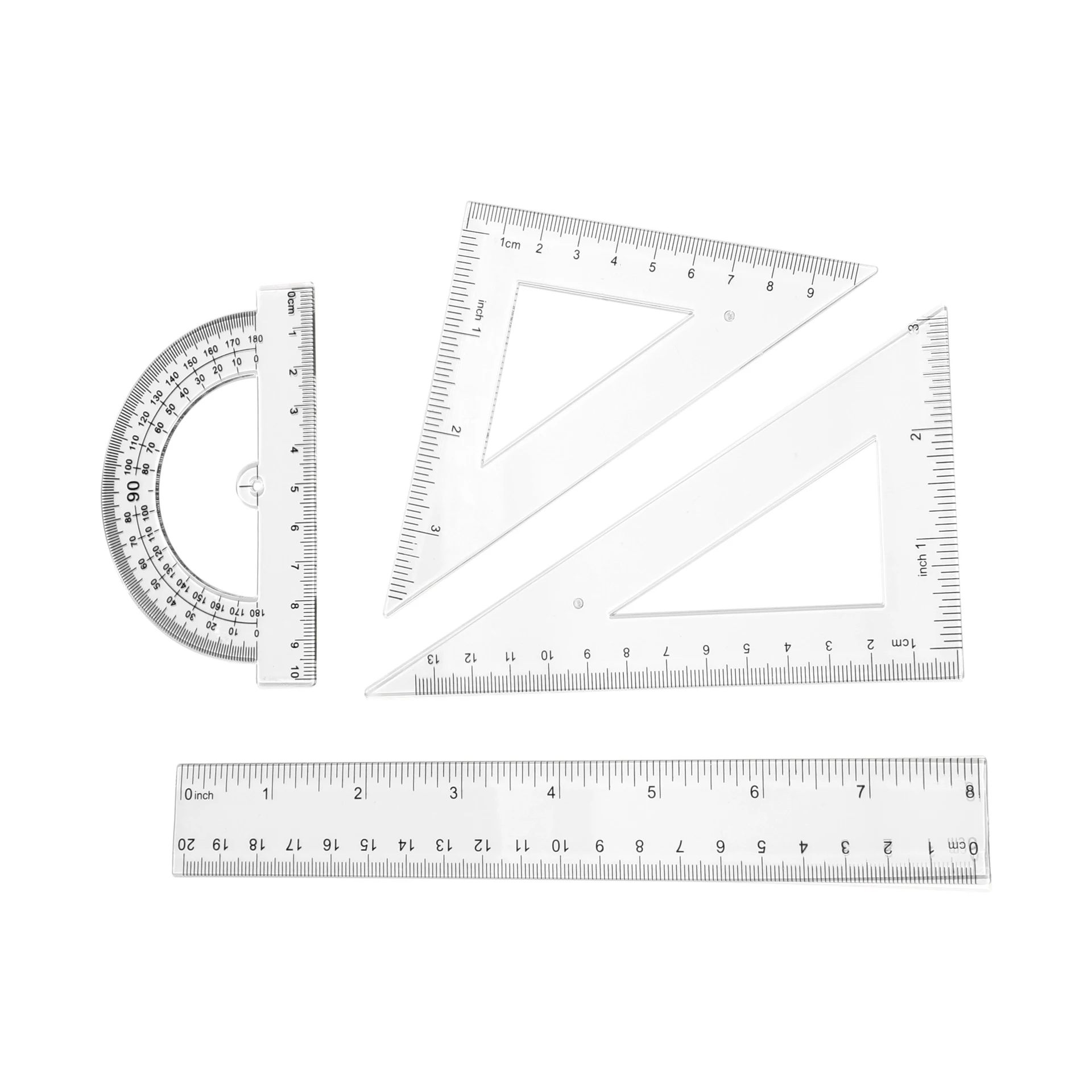 Student Set Ruler Ruler Four Piece Triangle Ruler Straight Ruler Protractor Set Material Multi-Size Student Tools