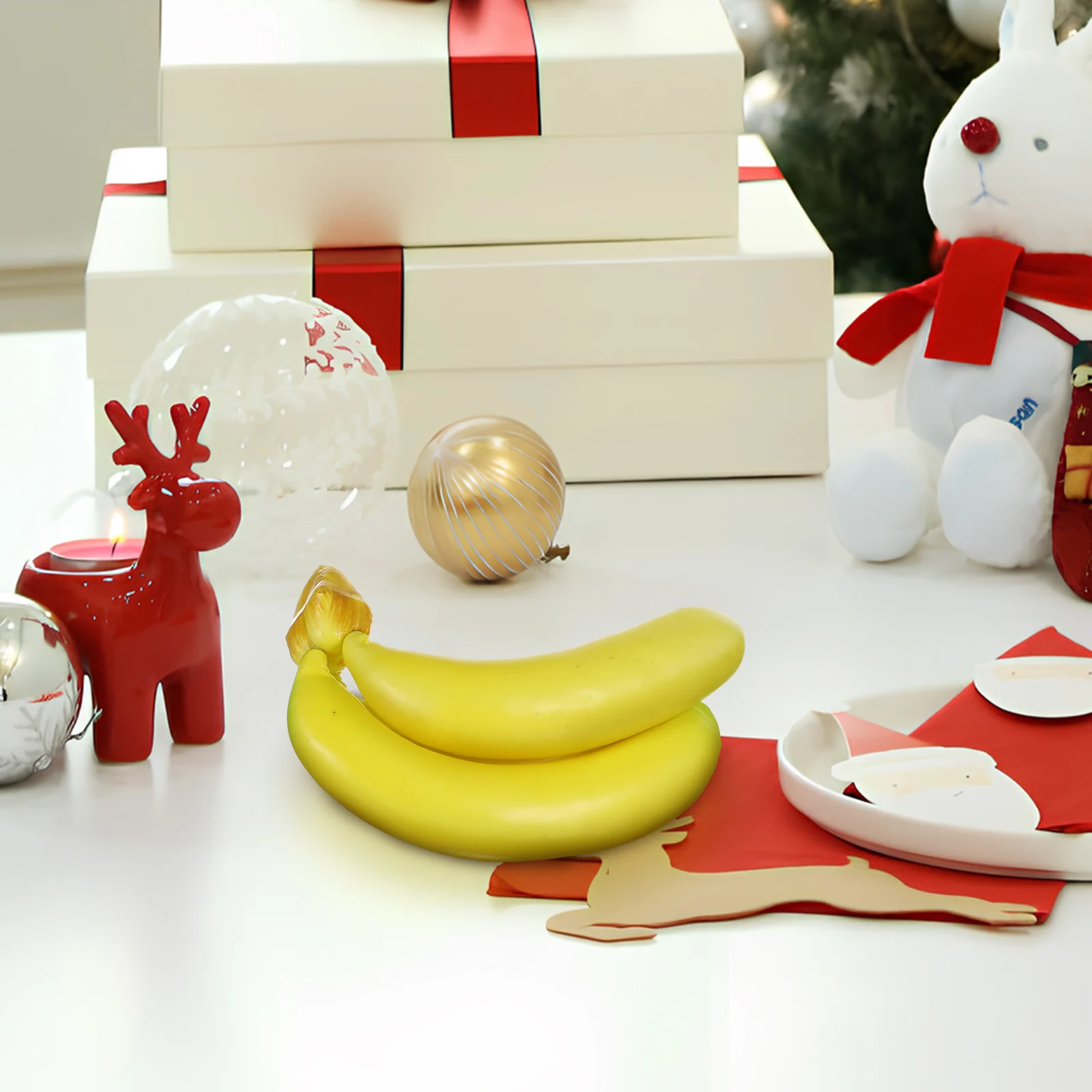 

Artificial Bananas Three-headed Bunch Props Realistic Fruit Models Simulation Decor Photography Accessories Fake Fruits Ornament
