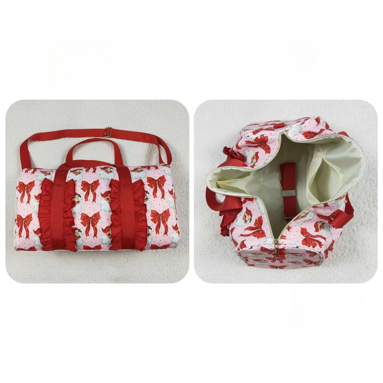 

Оптовая продажа, пижама с красными бантами для малышей, детская уличная портативная сумка для девочек-подростков, тренажерный зал, Рождественская сумка для взрослых, дорожная дорожная сумка, DayPack