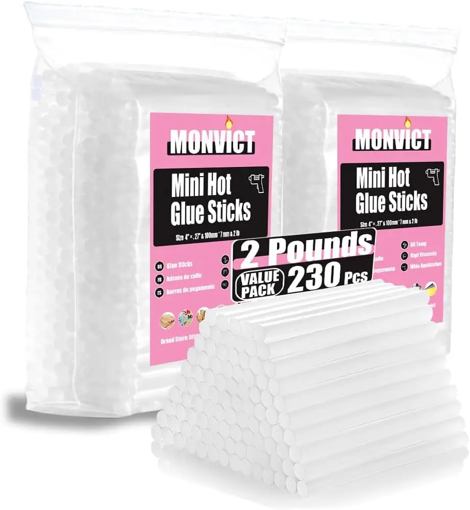 

Clear Mini Hot Glue Sticks 0.27 in x 4 in, 2 LBS 230 Pcs for Crafts, DIY Repairs & School Projects, Fits Most Mini Glue Guns