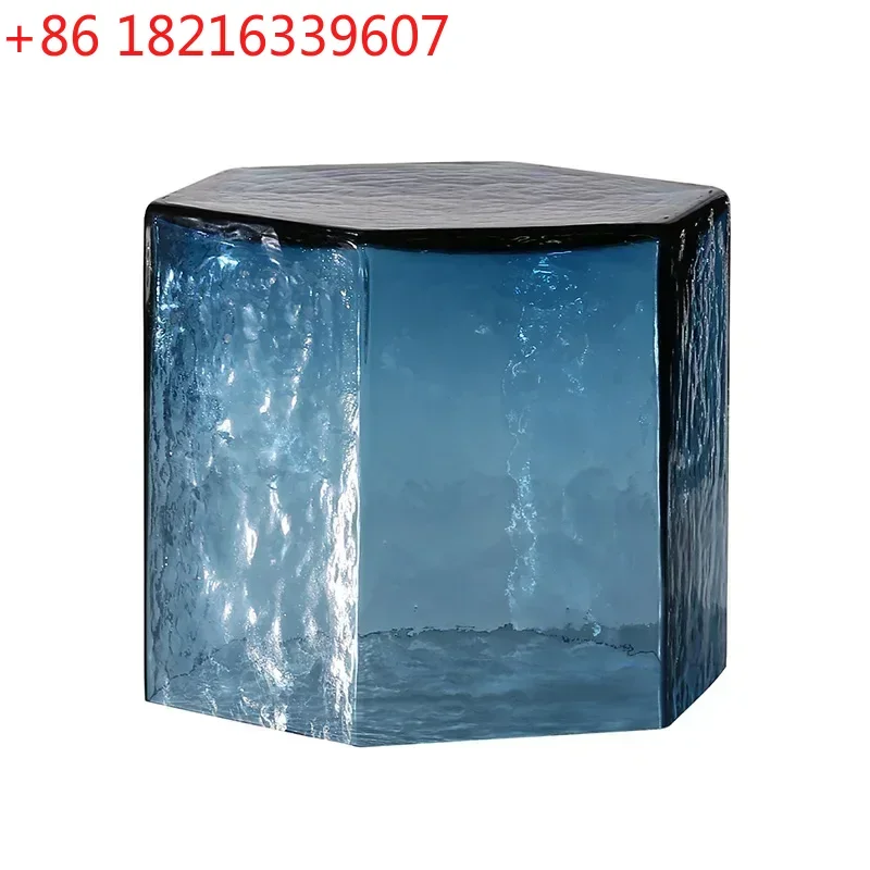 

TAO Glass Coffee Table Living Room Floor Art Decoration Ice Blue Sofa Side Table