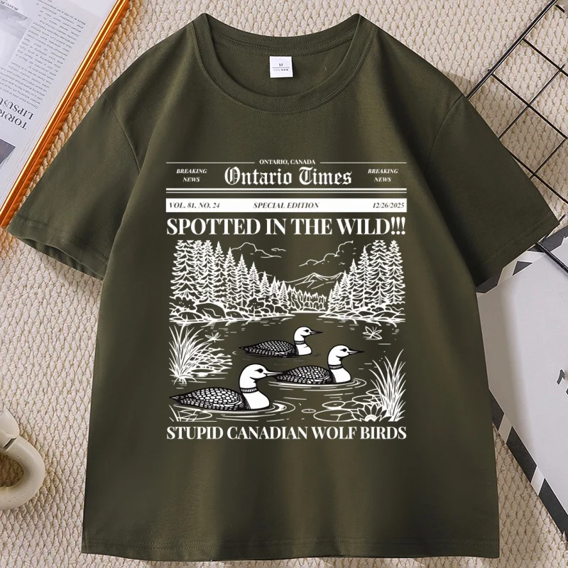 Heated Rivalry Tshirt Stupid Canadian Wolf Bird T-Shirt Short Sleeved T Shirt for Men Women Breathable Cotton Loose Tops
