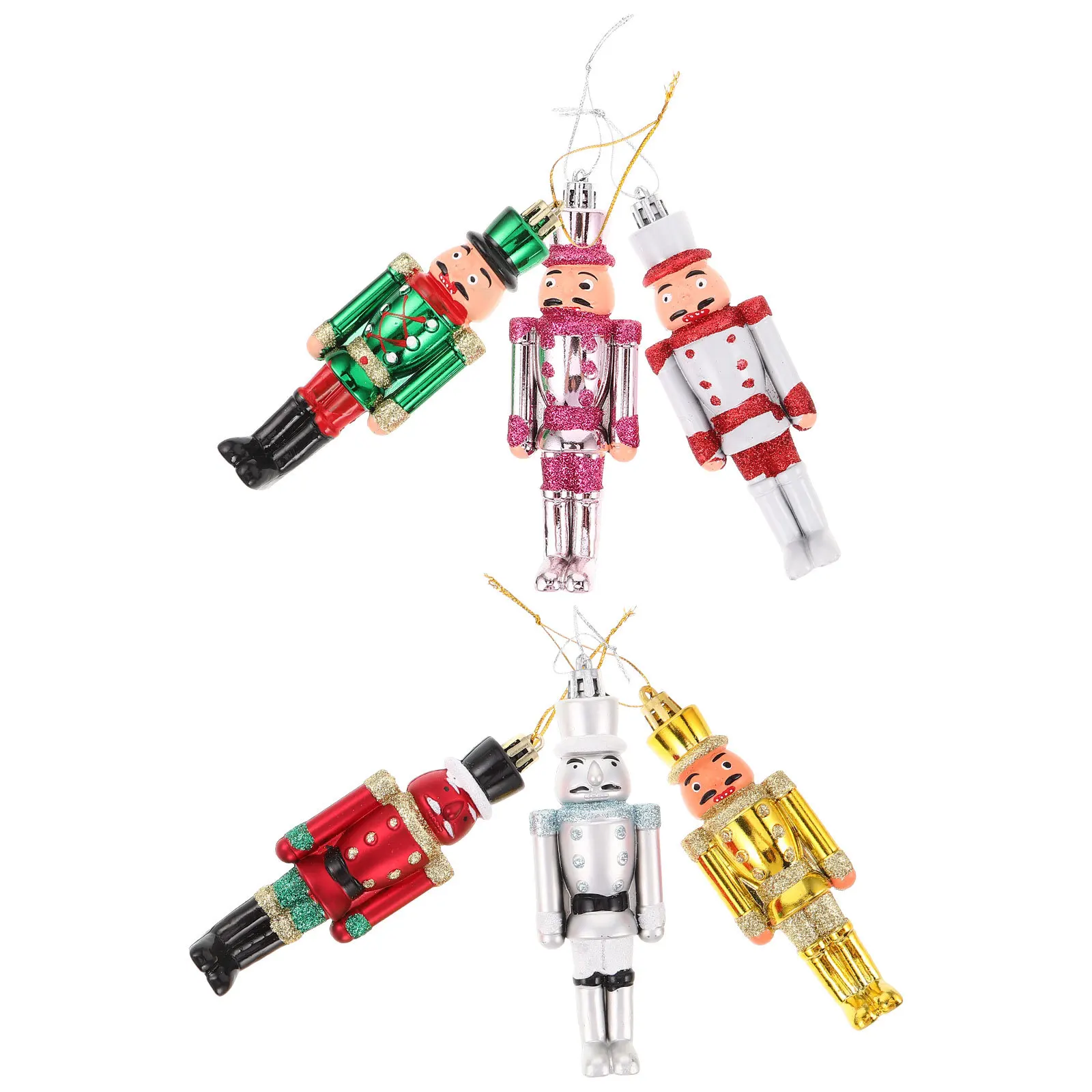 

6 Pcs Nutcracker Hanging Decorations Ornaments Mini Christmas Holiday Figures Puppet Soldier