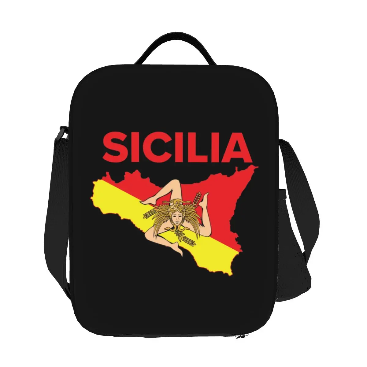 Custom Map Of Sicily Trinacria Lunch Bag Women Warm Cooler Insulated Lunch Boxes for Kids School