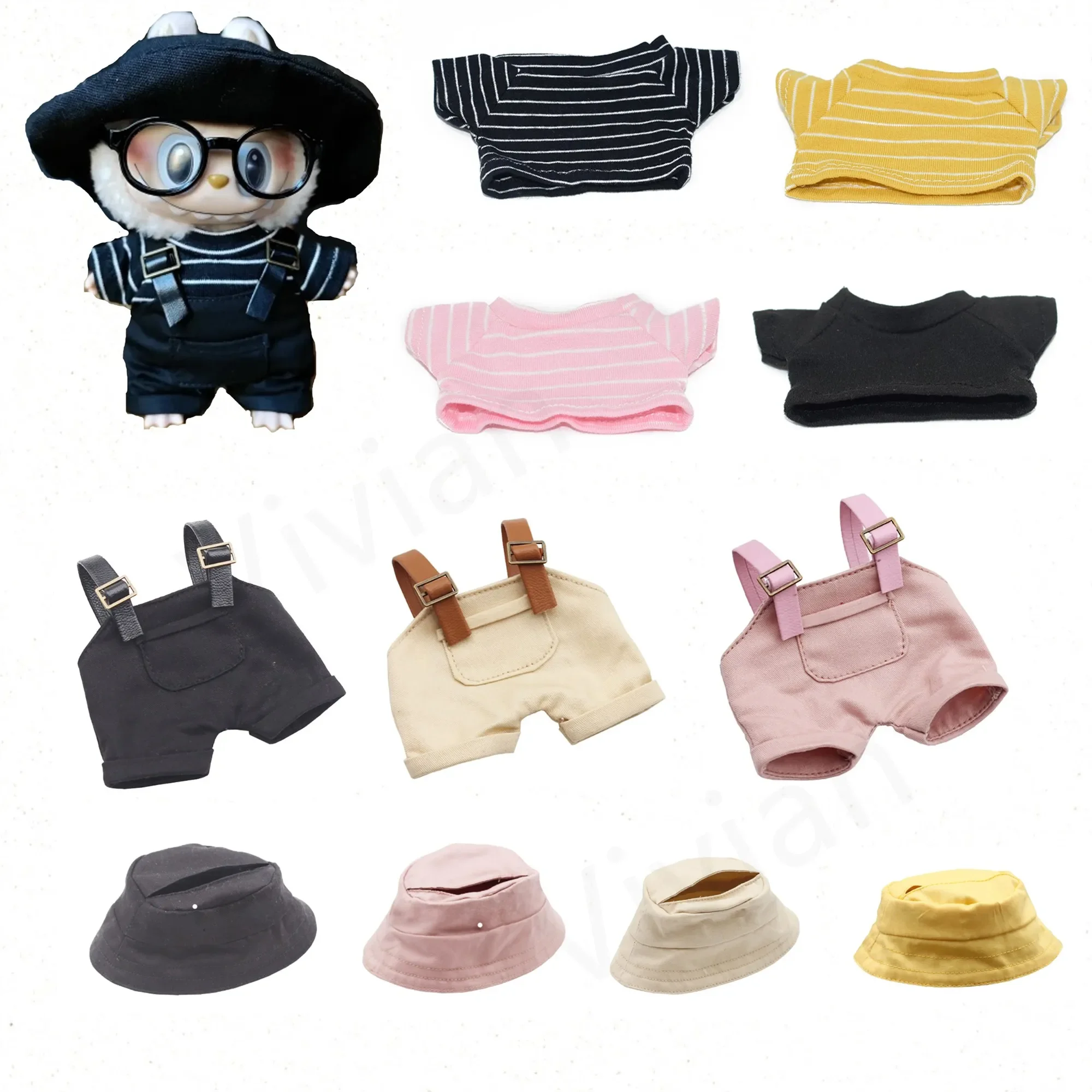 17 centimetri Mini Peluche Vestiti della Bambola Vestito Accessori Per La Corea Kpop Exo Labubu Idol V1 V2 T-Shirt Tuta Cappello Abbigliamento Regalo