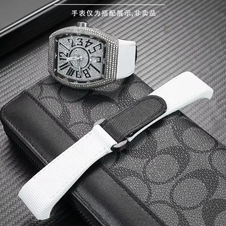 Custom Hook and Loop Fluororubber Waterproof Watch Strap For Franck Muller V45 V32 V41 Replacement Watch Band