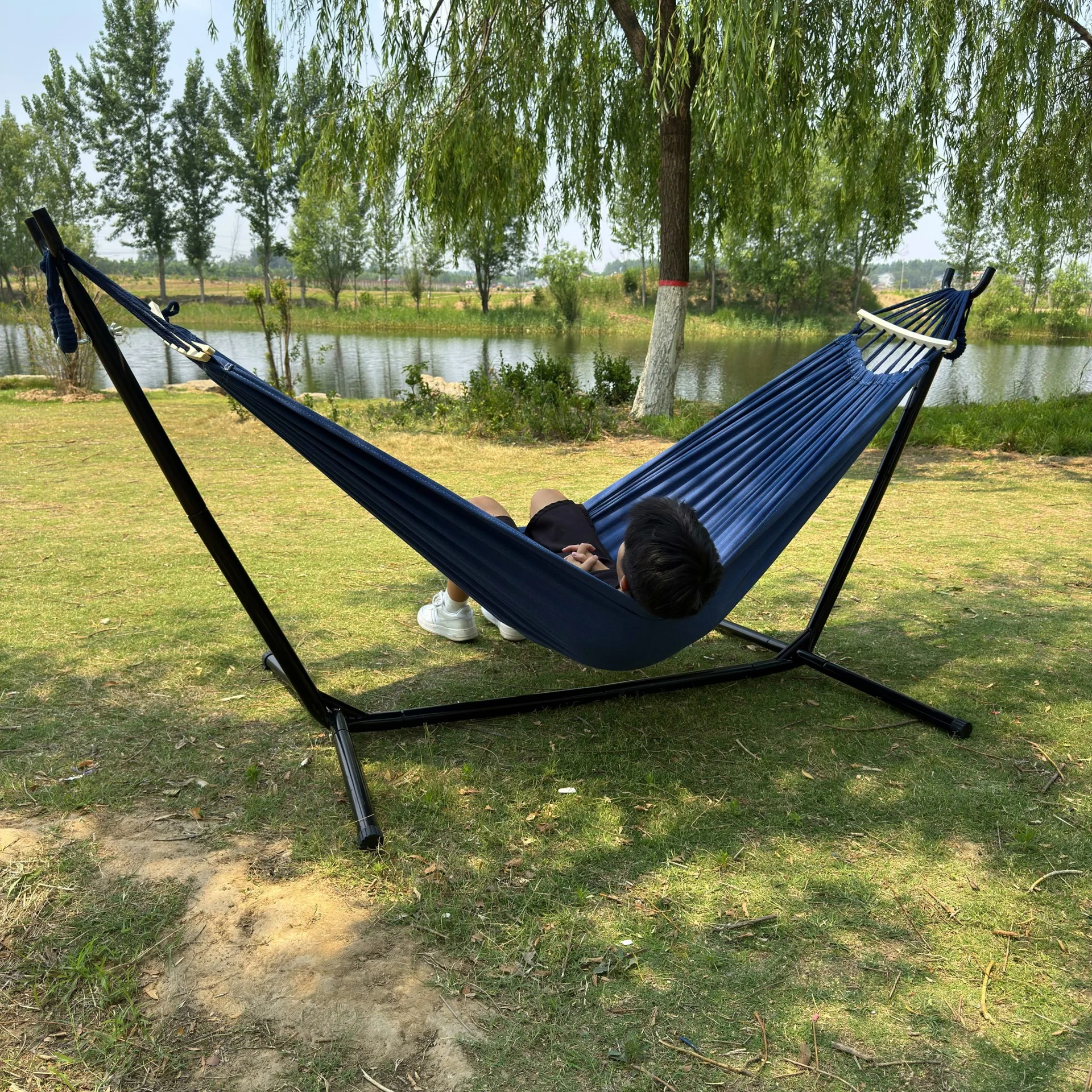 

Folding canvas swing shelf portable outdoor camping hammock