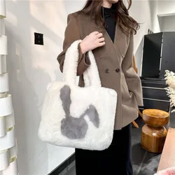 Lindo bolso de conejo de gran capacidad para mujer 2024 nuevo en línea bolso de juguete de peluche rojo bolso de felpa para teléfono móvil correa de cadena cruzada hecha a mano